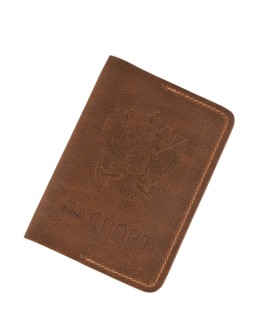 Passport cover Emblem RUS (Vintage brown, Texas)
